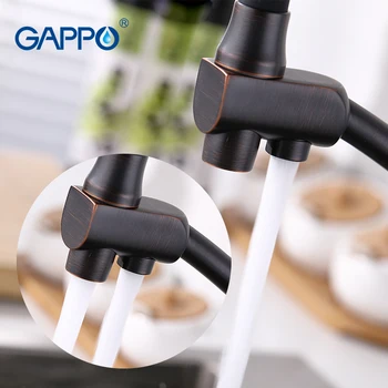 Gappo NÁS kuchyňský dřez kohoutek 3, jak vodní filtr klepněte na černé mosazi kitchen mixer, Kuchyňské natáhl Kohoutek Kuchyň Jeřáb Mosaz mixer
