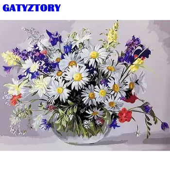 GATYZTORY Bílý Květ Malování Podle Čísel Pro Dospělé Jedinečný Dárek Ručně vyráběné 40x50cm Rámeček Akryl, Olejové Barvy Barvení Zdi Artcraf
