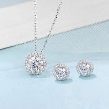 GEM JE BALET Brilantní Řezané Moissanite Diamantové Šperky 925 Mincovní Stříbro Náušnice Náhrdelník Pro Ženy, svatební Svatební Šperky