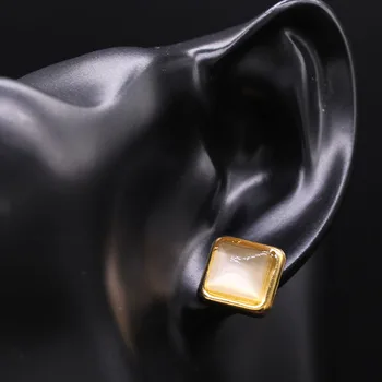 Geometrické Opál z Nerezové Oceli Náhrdelník Náušnice Set Žen Zlaté Barevné Náušnice Módní Šperky joyas de acero inoxidable