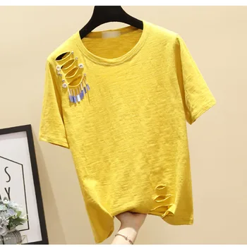 GGRIGHT Otvoru T-Shirt Ženské Módě Žena Oblečení harajuku T Shirt Ženy 2019 Letní Tričko Krátký Rukáv Bavlna Tričko Femme