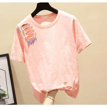 GGRIGHT Otvoru T-Shirt Ženské Módě Žena Oblečení harajuku T Shirt Ženy 2019 Letní Tričko Krátký Rukáv Bavlna Tričko Femme