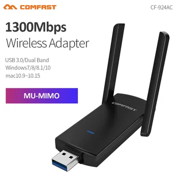 Gigabitový USB Wifi Adaptér 1300Mbps 2.4+5Ghz Anténa Wifi USB Dongle 802.11 AC MU-MIMO Ethernet Wi-fi pro Stolní Přenosný Přijímač