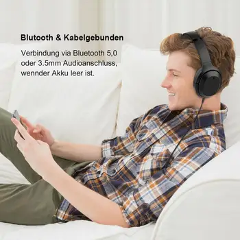 GURSUN M98 Sluchátka Bluetooth Headset 5.0 Bezdrátové Sluchátka HiF Stereo Skládací s Mikrofonem ANC Active Noise Cancelling