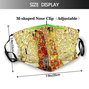 Gustav Klimt Secese Opakovaně Tisknout Úst, Obličeje, Maska Nepromokavou prachotěsné s Filtry Polyester ochranný Kryt Utlumit