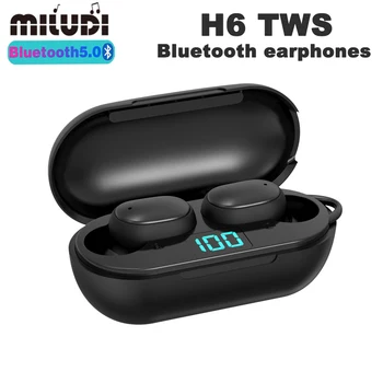 H6 TWS Bezdrátová Bluetooth Sluchátka V5.0 Sport, Hudba Sluchátka, LED Displej Vodotěsné Stereo Sluchátka Pro Xiaomi, Huawei Iphone