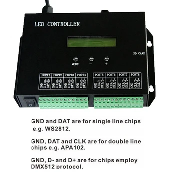 H803SA Programovatelné Led Pixel Controller PC Software 8192 Pixelů Práce S DMX ovladačem 8port Stand-Alone SD Karta Správce