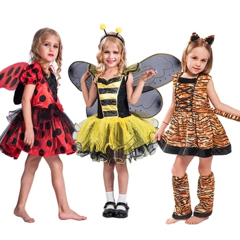 Halloween Kostým Děti Zvířat Cosplay Tygr, Leopard Včelí Unicorn Tutu Dress Vánoční Kostým Pro Dívky Purim Karneval, Obleček