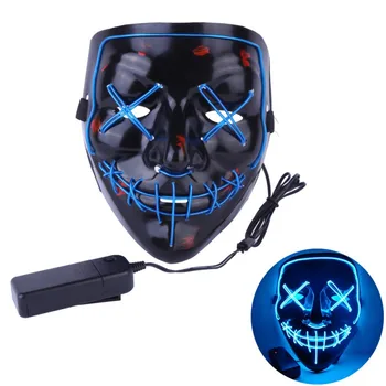 Halloween Maska LED Regenerační Masky Volby Řasenka Kostým DJ Party Světlo do Masky, Svítící Ve Tmě 10 Barev Na výběr