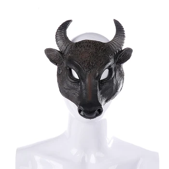 Halloween Polovinu Tváře Býčí Maska PU Pěnové 3D Zvířecí Hlavu Maska pro Halloween, Velikonoce, Karneval, Párty