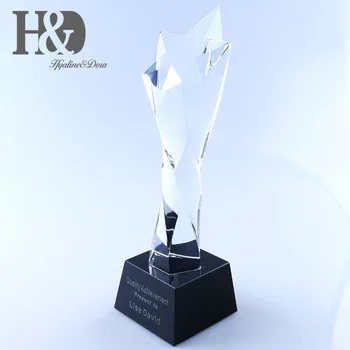 H&D Crystal Awards Crystal Skleněná Trofej Star - Firemní Skleněné Trofeje Přizpůsobit Gravírování,9.8 inch Čest Dary Dům Ozdoby