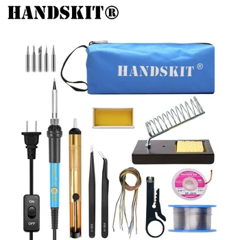 Handskit páječka 60W 110V 220V Nastavitelná Teplota Pájení Železa Kit+5 Tipů Odpájecí Čerpadlo Knot Pájení Držák