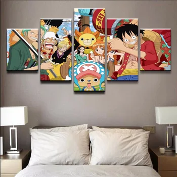 HD Tištěné Moderní Obraz Na Plátně 5 Ks/Ks, Jeden Kus Anime Modulární Obrázek Wall Art Home Dekor Plakáty Rám Obývací Pokoj