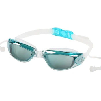 HD Vodotěsné Anti Mlha Pokovování Plavecké Brýle Silikonové Špunty do uší, Řemínek Plavat Bazén Brýle Brýle Gafas Natacion pro Muže, Ženy