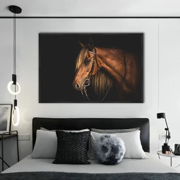 HD zvířata malířské plátno černé, bílé koně zdi tisku umění velkoobchod dekorace nástěnná malba za postel pokoj č. rámu