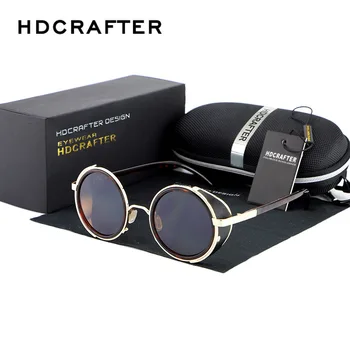 HDCRAFTER Značky 2017 Retro Vintage sluneční Brýle Steampunk Kulaté Sluneční Brýle Pro Muže/Ženy, Unisex Brýle Příslušenství