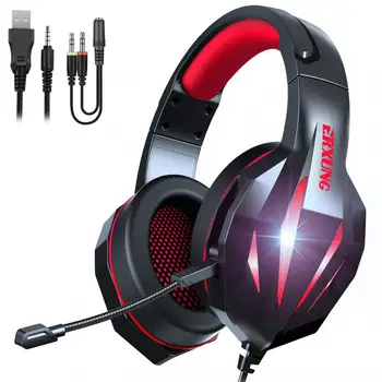 Herní Headset Sluchátka Drátové Hráče, Sluchátka Stereo Zvuk, Sluchátka s Mic LED Světlo Pro PS4 Nový Xbox Počítač PC Gamer