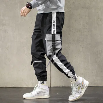Hip Hop Stuhy Cargo Kalhoty Mužů Běžce Kalhoty Streetwear Muži 2020 Módní Elastický Pás Pánská Ležérní Kalhoty Tepláky