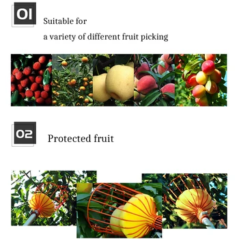 Hluboký Koš Ovoce Picker Pohodlné Zahradnické Ovoce Picker Zahradnictví Apple Broskev, Mandarinka Vybírání Nástrojů