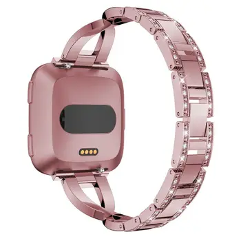 Hodinky z nerezové Oceli Popruh pro Fitbit Versa lite X-tvaru diamant-hustě oceli náramek náramek z nerezové oceli hodinky kapela