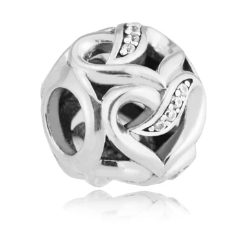 Hodí se pro Pandora Náramky Stuhy Lásky Stříbrné Korálky 925 Sterling Silver Šperky DIY Kouzlo Doprava Zdarma