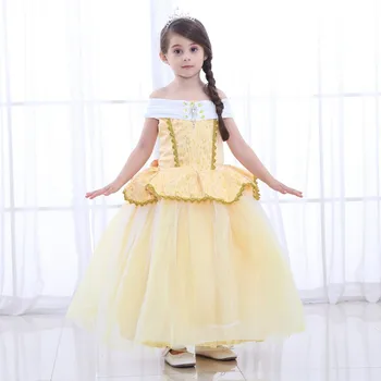 Holky, Belle, Princezna Šaty Děti Belle Cosplay Kostýmy Dítě Dívka Zdobit Šaty Žluté Fantazie Šaty Pro Batole Halloween Party