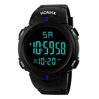 HONHX Muži LED Digitální Budík Sport Vojenské Hodinky Silikonové Quartz Módní náramkové Hodinky hodiny kempování, potápění relogio masculino