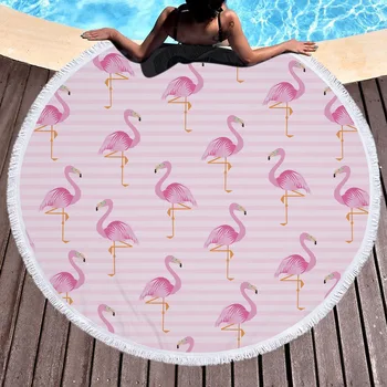 Horké Tropické Flamingo Kolo Beach Cover Up Beach Mat Ručník Šátek Jóga Mat Letní Sarong Plášť Camping Mat