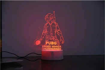 Hot Hra Playerunknown Bojiště 3D PUBG Světlo Barevné LED Noční Světlo Kreativní USB Akryl Stolní Lampa Ložnice Stolní Lampa