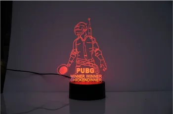 Hot Hra Playerunknown Bojiště 3D PUBG Světlo Barevné LED Noční Světlo Kreativní USB Akryl Stolní Lampa Ložnice Stolní Lampa