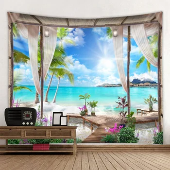 Hot prodej beach a pláž krajina tisk gobelín nástěnná dekorace tkaniny, různé velikosti lze přizpůsobit