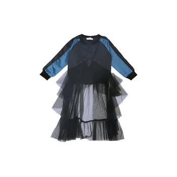 HOt prodej dívky ok patchwork dlouhý rukáv kabáty podzim nová módní značka dlouhé bundy pro děti, děti, oblečení, topy ws994