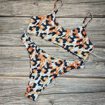 Hot Prodej Tisku Bikiny Sady Ženské Sexy Ženy Plavky S Nízkým Pasem Plavky Leopard Serpentine Koupání Plavky Letní