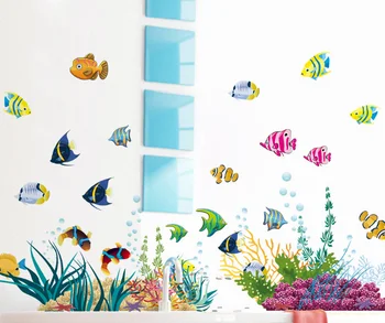 Hot umývárny, koupelny, dveře, okna dekorativní nálepka na zeď Mořský Svět Ryba Závodu dětský pokoj home obtisk školky kuchyň DIY umění
