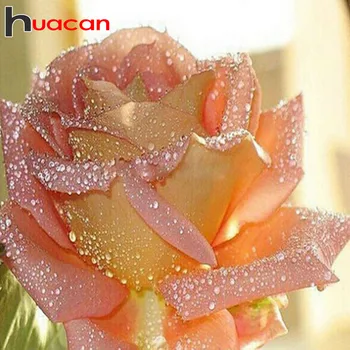 Huacan Diamond Malování Kit Flower Diamond Art Plný Vrták Mozaika Rose Výšivky Květinové Ručně Vyrobený Dárek
