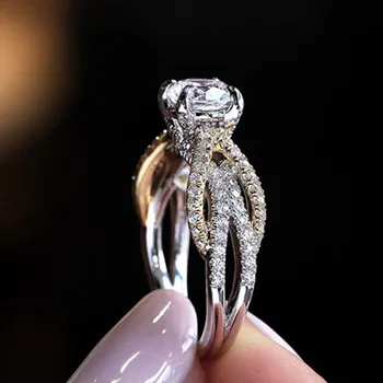 Huitan Svatební Výročí Kapely Dva-Tón Design, AAA CZ Módní Nový Rok Party Prsteny pro Ženy, Vhodné pro Páry