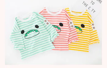 HYLKIDHUOSE 2020 Podzim Novorozence Kojenecké Oblečení Sety Baby Dívky Chlapci Oblečení Stripe T Shirt Karikatura Džínové Kombinézy Dětské Oblečení