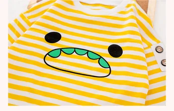 HYLKIDHUOSE 2020 Podzim Novorozence Kojenecké Oblečení Sety Baby Dívky Chlapci Oblečení Stripe T Shirt Karikatura Džínové Kombinézy Dětské Oblečení