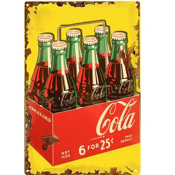 Ice Cold Cola Nápoje Retro Plakát Kovové Desky Tin Znamení Samolepky Na Zeď Kavárna, Bar, Kuchyně, Talíř Malování Interiéru Zrezivělý Domova