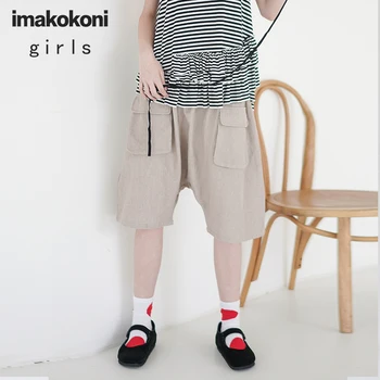Imakokoni dvojité kapsy velké velikosti byl tenký letní nové pěti-bodový tuk mm dámy ležérní široké nohy kalhoty 192671