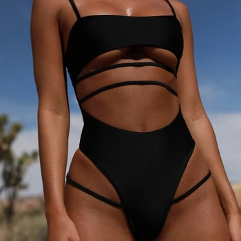 IMANFive Ženy Černé Sexy Hollow Out Kombinézu Monokini Plavky 2019 Hot Prodej Plavky Polstrovaná Jednoho Kusu Obleky Plavky Ženy