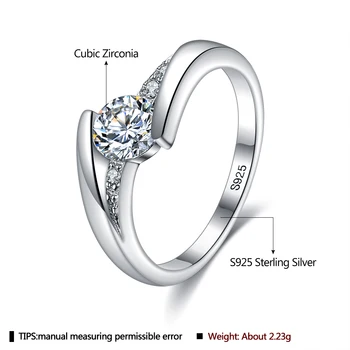 INALIS 925 Mincovní Stříbro Prsteny Pro Ženy Elegantní 5A Jasné Kubické Zirkony Jemné Šperky, Snubní Zásnubní Romantický Prsten Na Prodej
