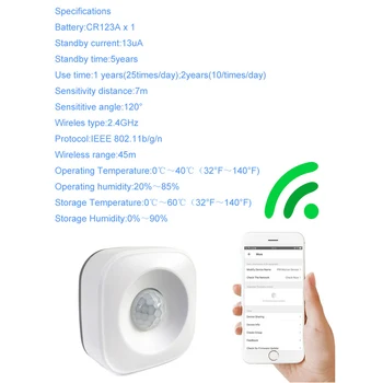 Inteligentní Bezdrátový PIR Čidlo Pohybu Detektor Kompatibilní pro Google Home Smart Home Alexa Echo DU55