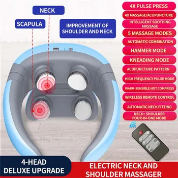 Inteligentní Elektrický Rameno Krk Masér 4D Magnetický Puls, Vyhřívaná Únava Úlevu od Bolesti Krční Masáž S Dálkovým ovládáním 20#