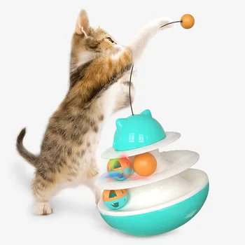 Interaktivní Hračka Kočka Sklenice Věž S Catnip Stopy Triple Disk Míček Pro Kočky Školení Pobavení, Zábava Pet Products