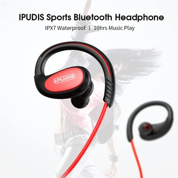 IPUDIS Sportovní Bezdrátová Sluchátka, Ušní Háček Bluetooth Sluchátka IPX7 Sweatproof Sluchátka s Mikrofonem