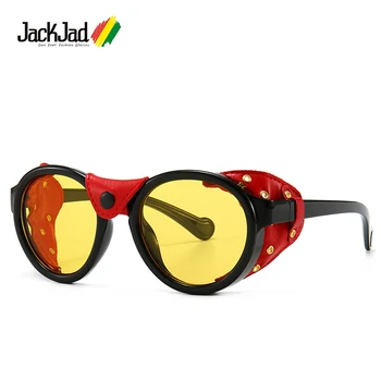 JackJad 2020 Módní Vintage SteamPunk Stylu Cool Sluneční Brýle, Kožené Boční Štít Značky Design Sluneční Brýle Oculos De Sol 0046