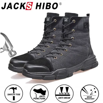 JACKSHIBO Bezpečnostní Pracovní Boty Boty Pro Muže Celou Sezónu Anti-rozbíjení Steel Toe Cap Boots Nezničitelný Pracovní Boty Boty Muži