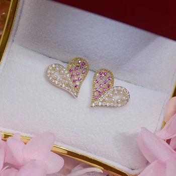 Japonci a Korea Jemné Šperky 14K Skutečné Zlato AAA Zirkon Tepla Stud Náušnice pro Ženy, Elegantní Perlové Náušnice
