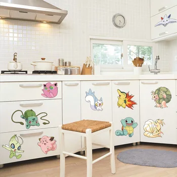 Japonsko Anime Postava Sama Obtisky Elf Pokémon Samolepky Na Zeď Děti Ložnice Skříň Činnost Pokoj, Dárky, Dekor Kuchyňské Doplňky